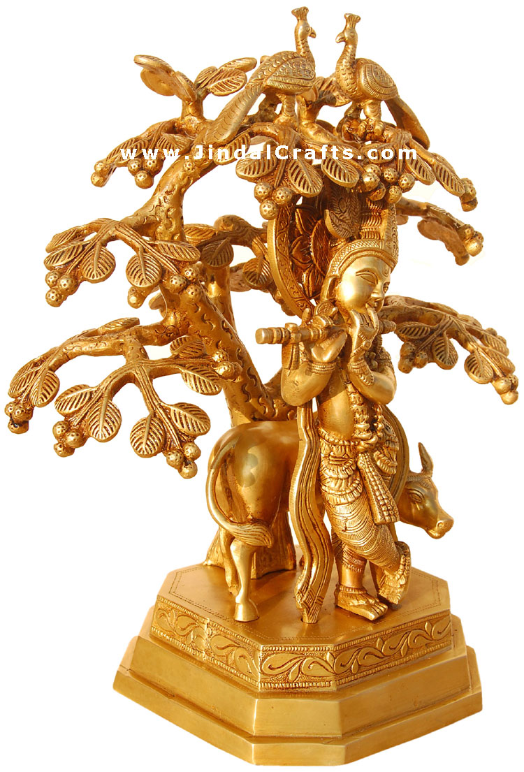 Lord Krishna under Kadam Tree Brass made Artifact