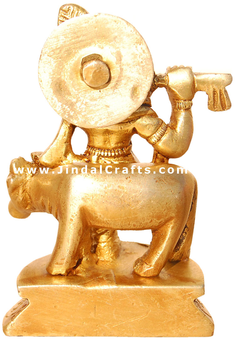 Lord Krishna in Happy Mood - Brass Made Hindu Sculpture
