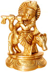 Lord Krishna in Happy Mood - Brass Made Hindu Sculpture
