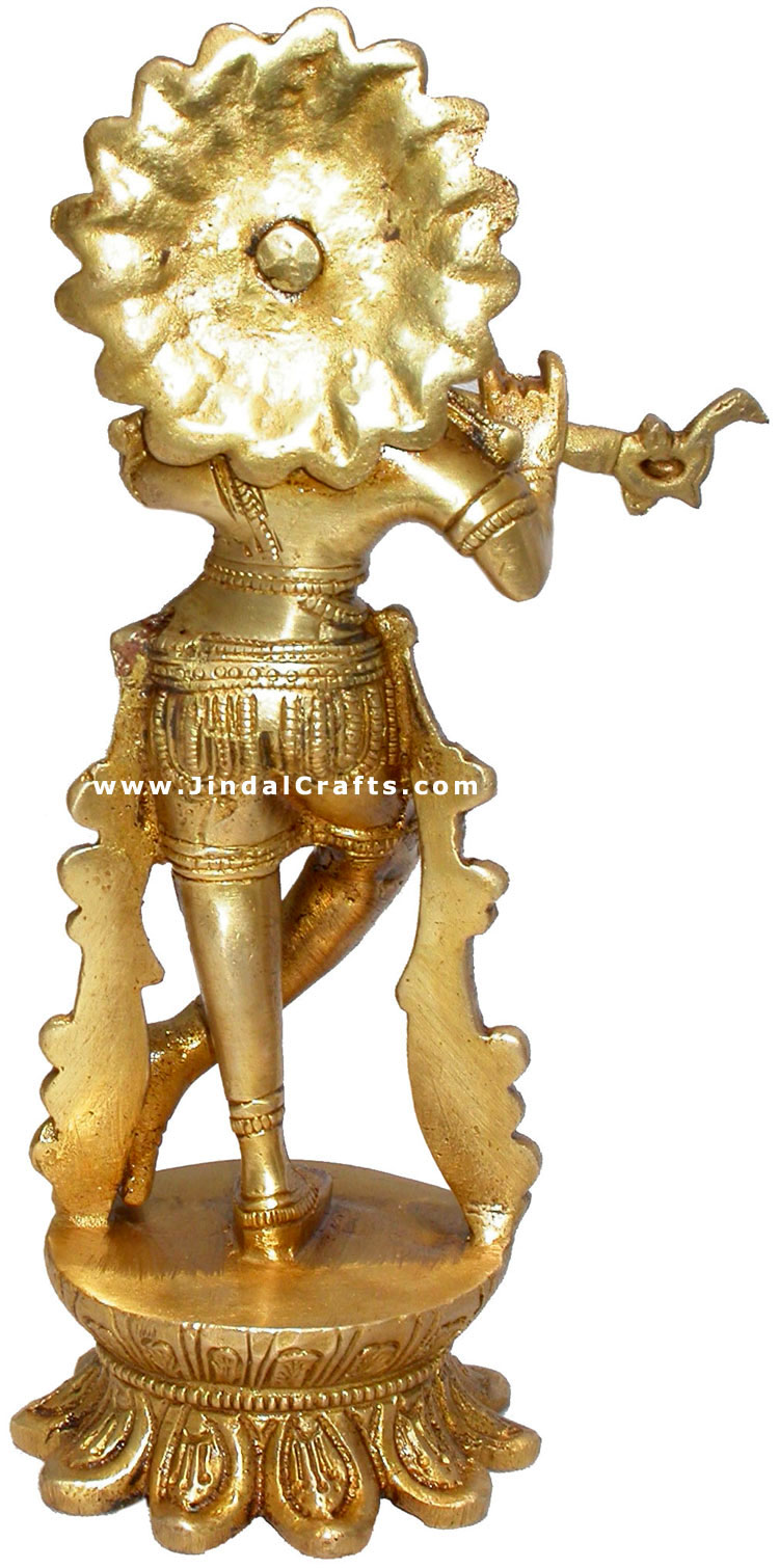 Lord Krishna - Brass Statue Indian Hindu God Artifact