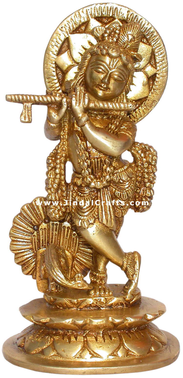 Lord Krishna Flute Hindu Religious Sculpture India Art