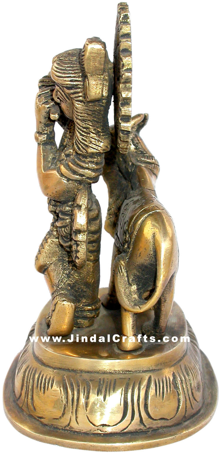 Lord Krishna Indian God Religious Sculpture Brass India