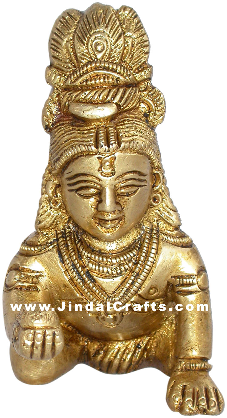 Lord Krishna Indian God Religious Sculpture Brass Made