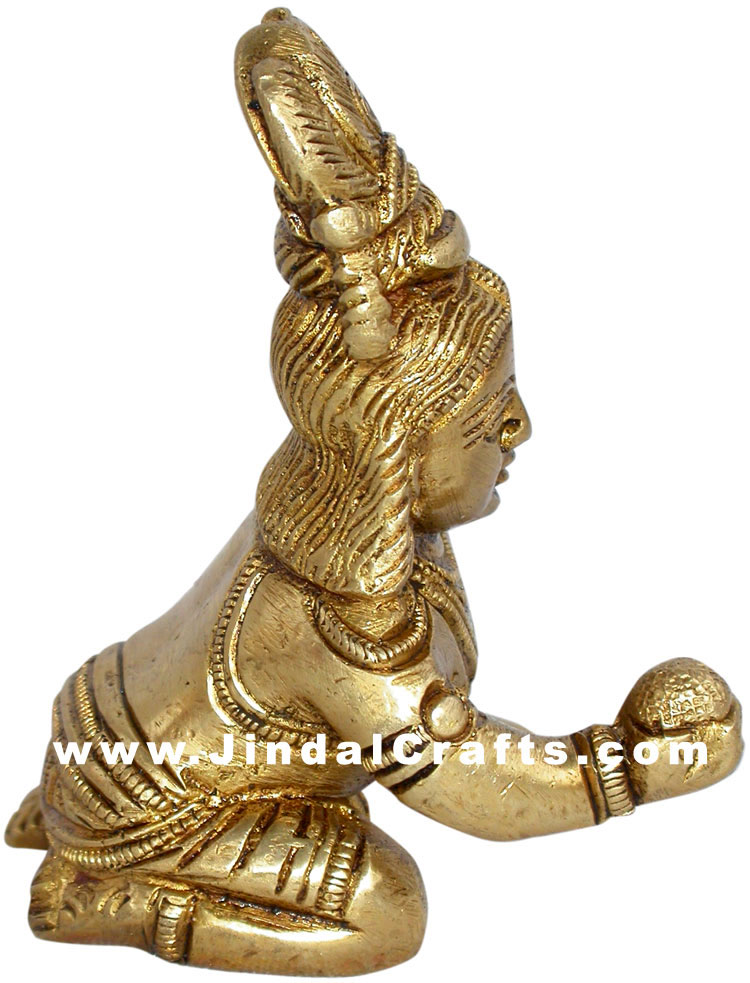 Lord Krishna Indian God Religious Sculpture Brass Made