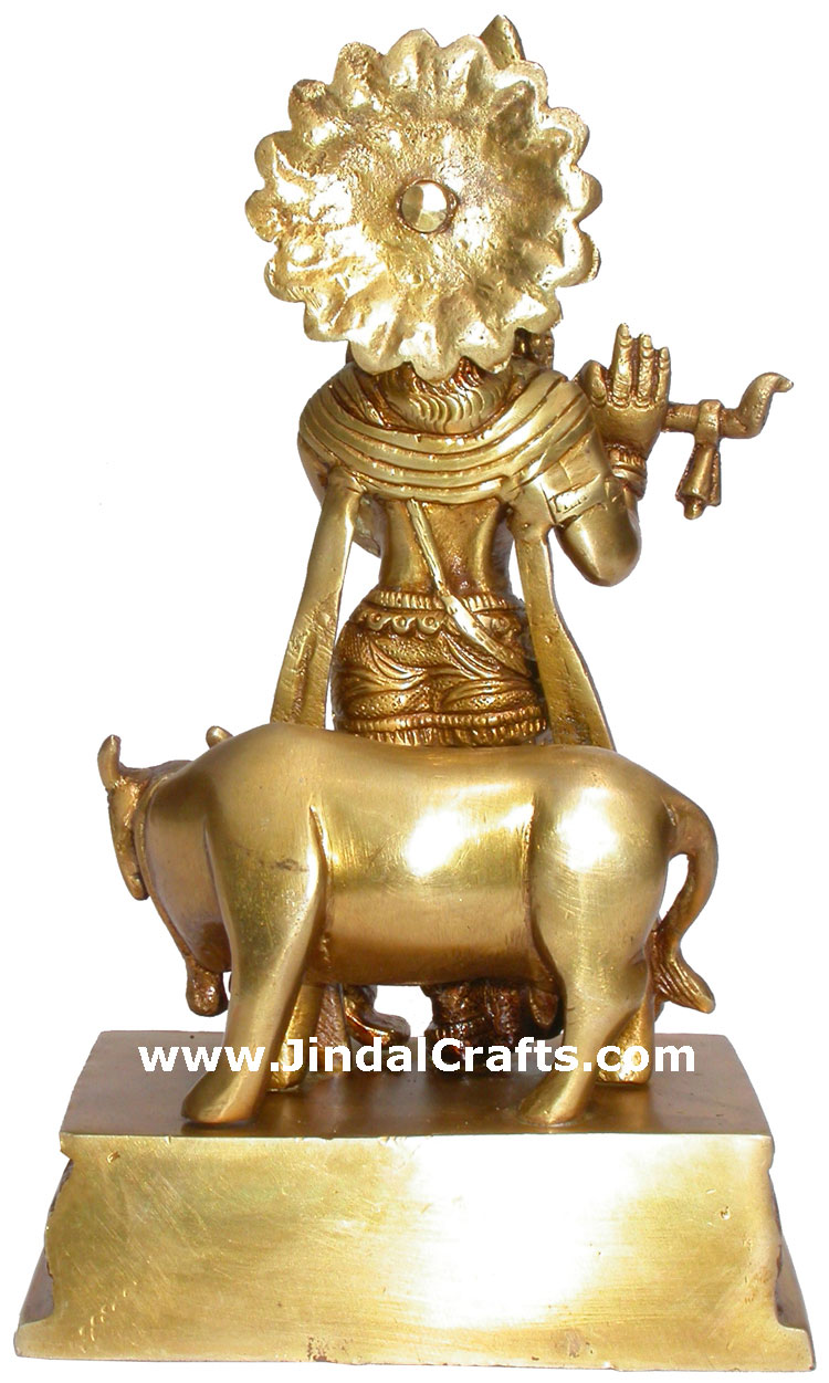 Lord Krishana Hindu God Religious Metal Sculpture Arts