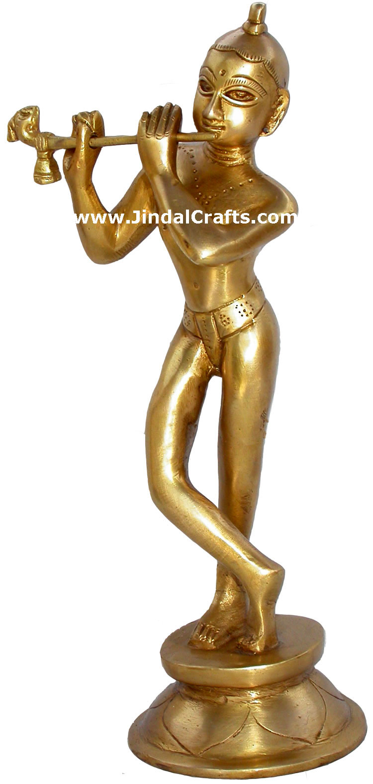 Lord Krishna Flute Hindu God Brass Sculpture India Arts