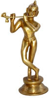 Lord Krishna Flute Hindu God Brass Sculpture India Arts