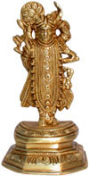 Dwarkadhish Krishna Brass Figurine Indian God Religious