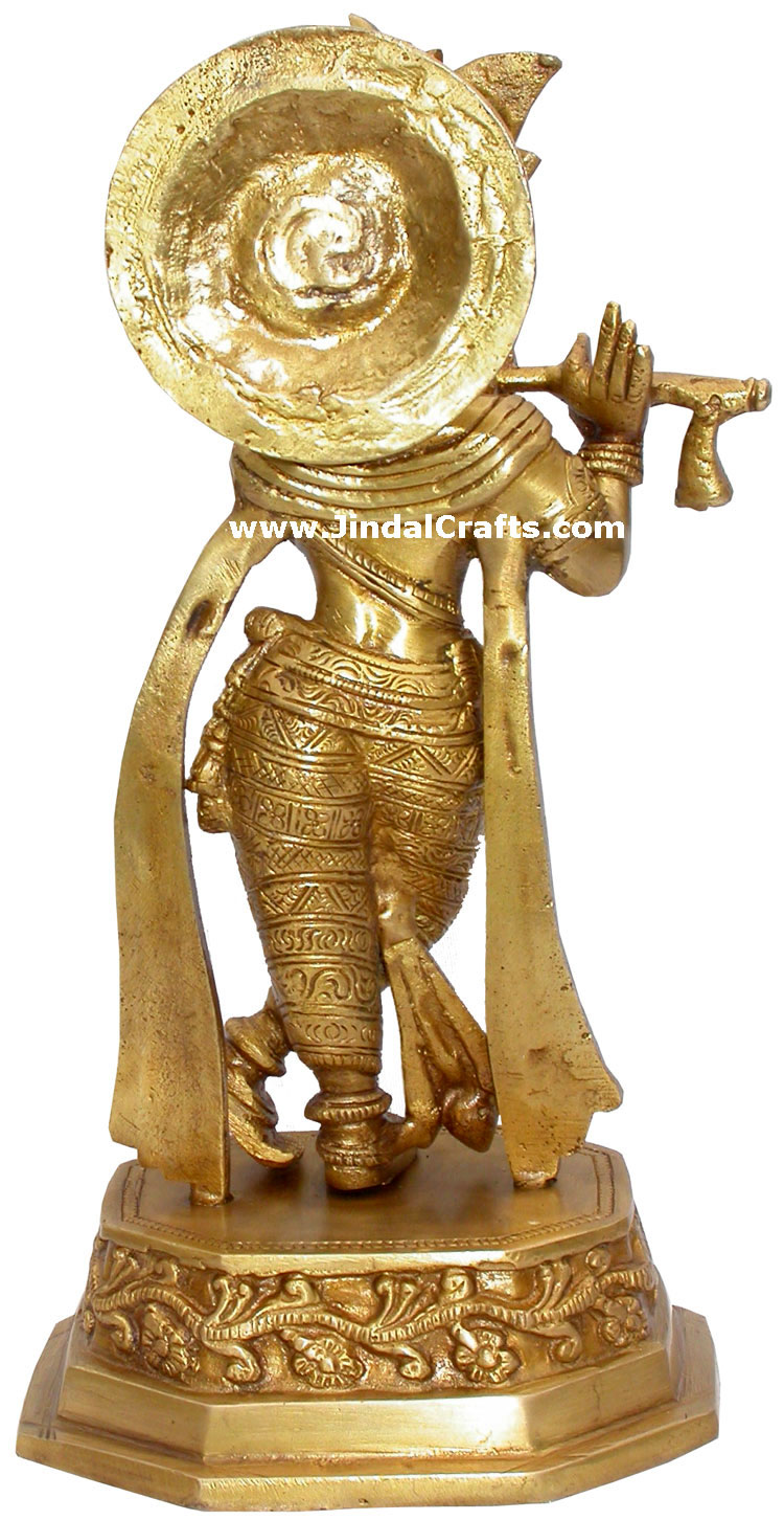 Lord Krishna Hindu God Brass Sculpture Figurine Art Indian Handicraft Home Decor