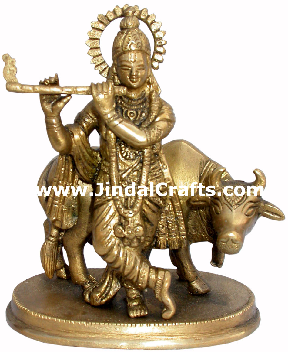 Krishna - Hand Carved Indian Art Craft Handicraft Home Decor Brass Figurine