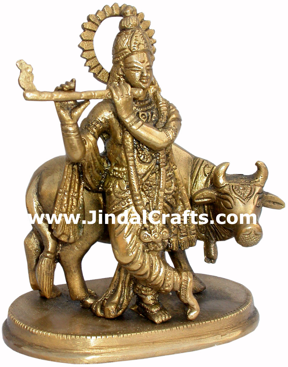 Krishna - Hand Carved Indian Art Craft Handicraft Home Decor Brass Figurine