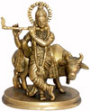 Krishna - Hand Carved Indian Art Craft Handicraft Home Decor Brass Figurine