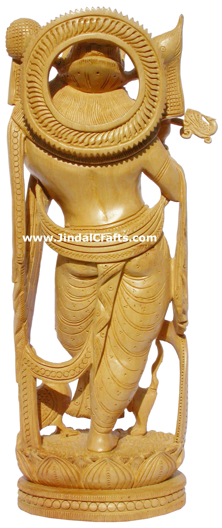 Wood Sculpture Handmade Lord Krishna Hindu Art India
