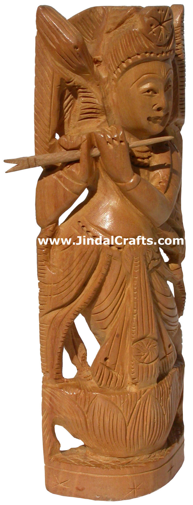 Hindu Deities Lord Krishna India Wood Carving Artefact