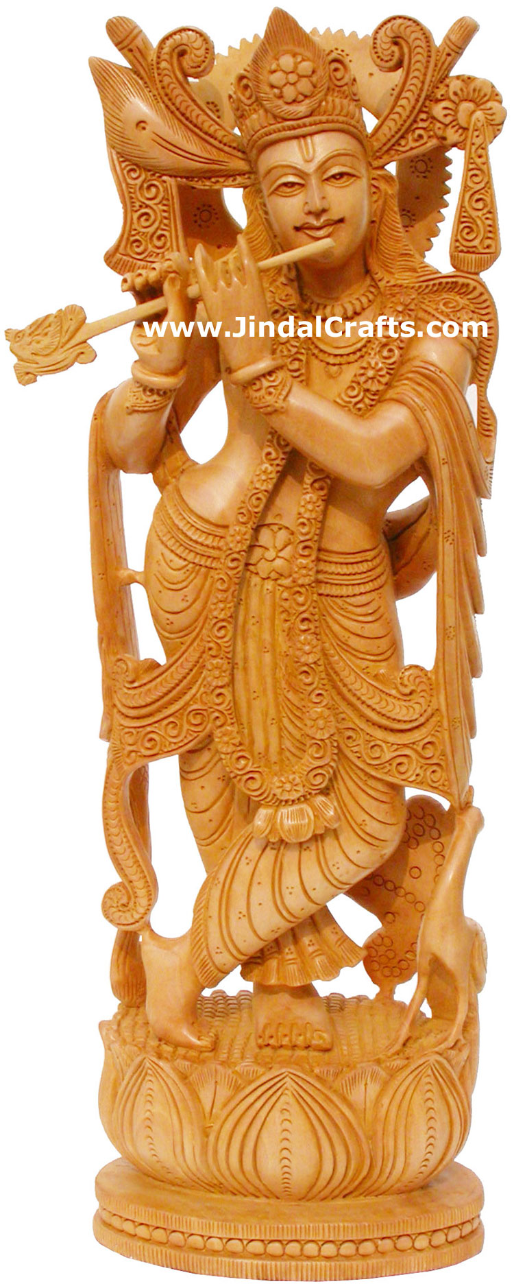 Hindu Deities Lord Krishna India Wood Carving Artifact Hindu Religious Decor Art