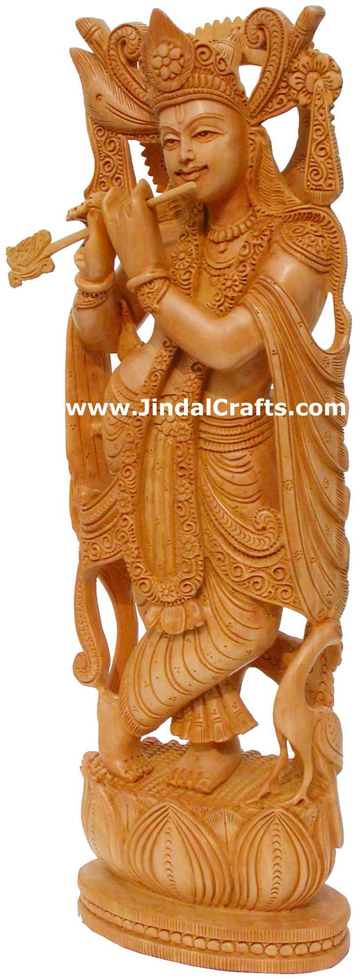 Hindu Deities Lord Krishna India Wood Carving Artifact Hindu Religious Decor Art
