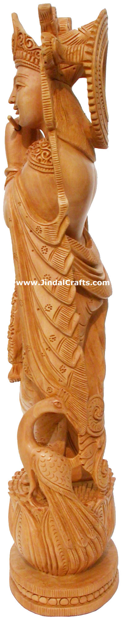 Hindu Deities Lord Krishna India Wood Carving Artifact Hindu Religious Decor Art