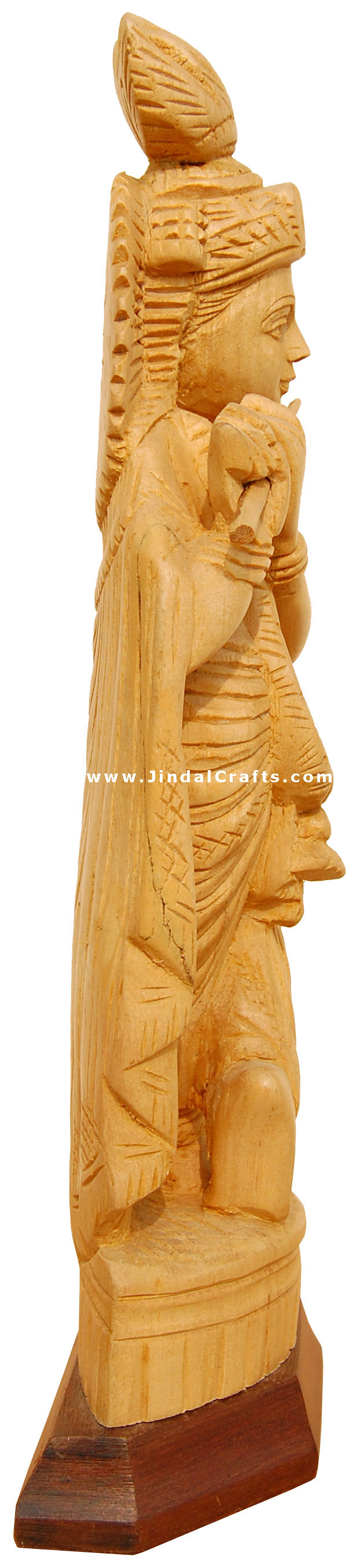Handcrafted Wooden Lord Krishna Hindu Sculpture Art