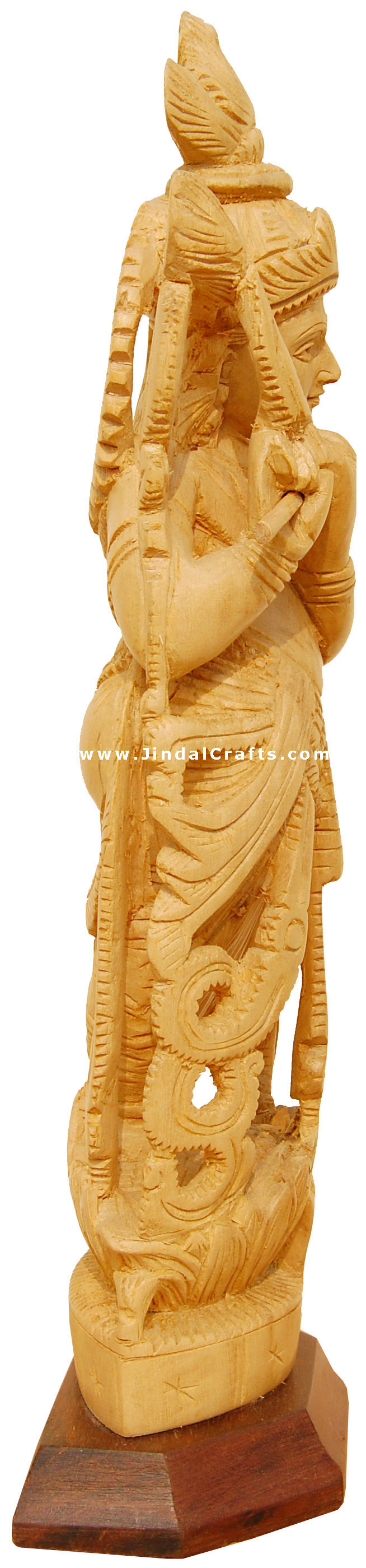 Handcrafted Wooden Lord Krishna Hindu Sculpture Art