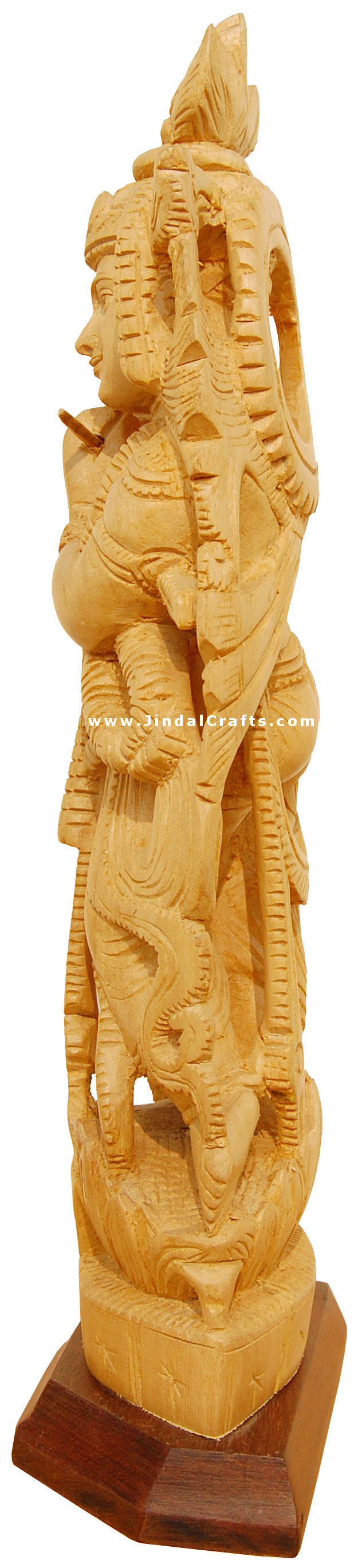 Handcrafted Wooden Lord Krishna Hindu Sculpture Art