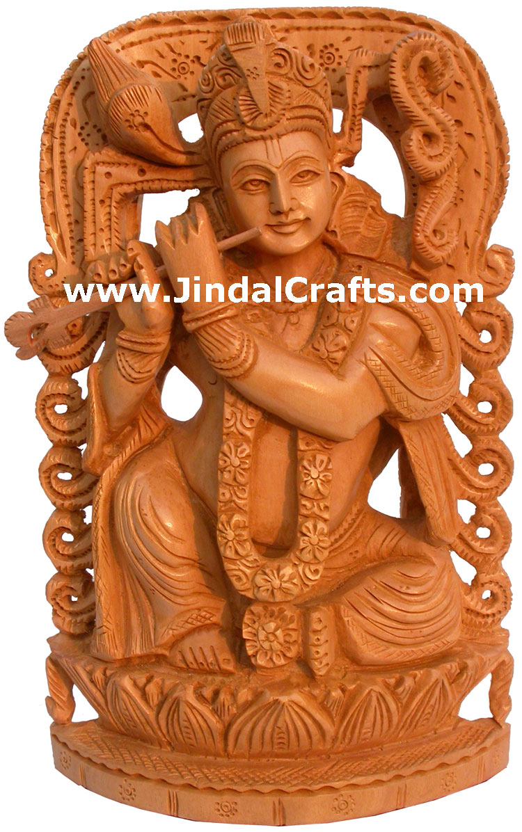 Krishna Hand Carving India Religious Sculptures Crafts