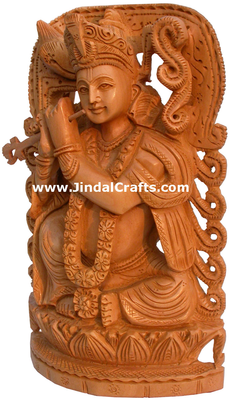 Krishna Hand Carving India Religious Sculptures Crafts