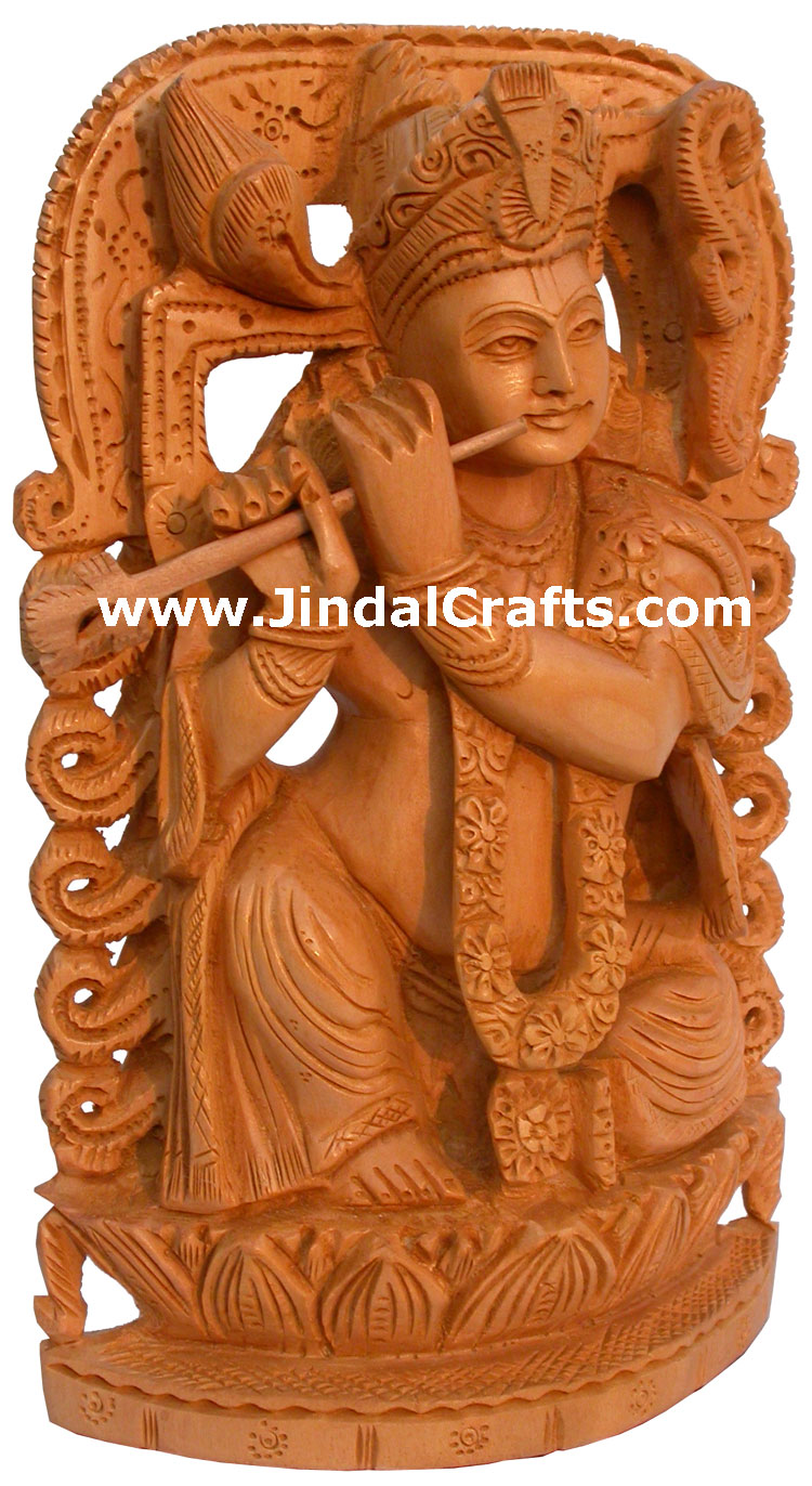 Krishna Hand Carving India Religious Sculptures Crafts