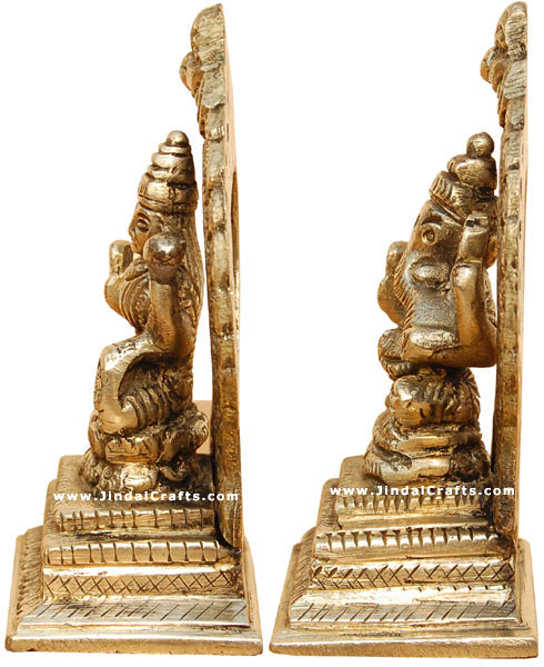 Pair of Lakshmi Ganesha Indian God Goddess Statue Hindu