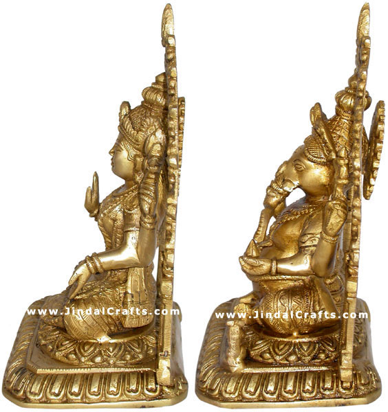 Pair of Lakshmi Ganesh Indian God Goddess Religious Art