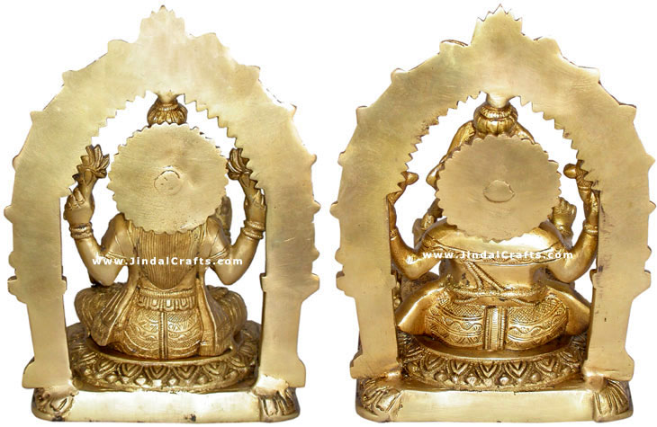 Pair of Lakshmi Ganesh Indian God Goddess Religious Art