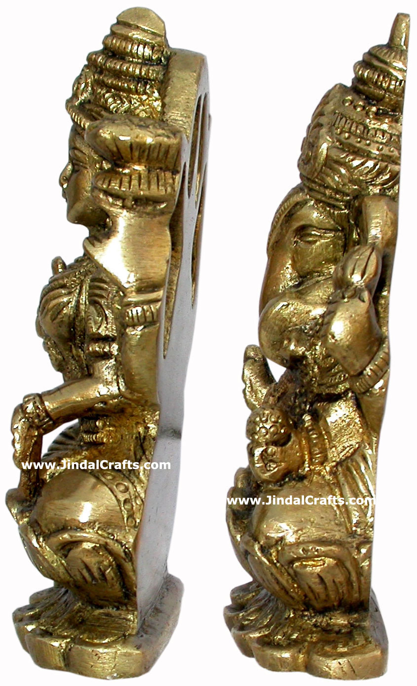 Laxmi Ganesh - Hand Carved Indian Art Craft Handicraft Home Decor Brass Figurine