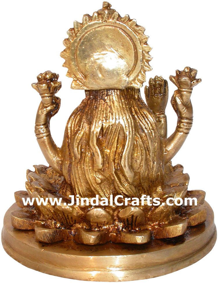 Hindu Deities Goddess Lakshmi India Brass Carving Arts