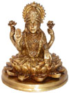 Hindu Deities Goddess Lakshmi India Brass Carving Arts