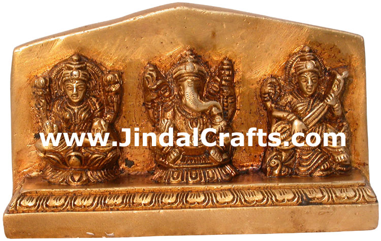 Hindu Deities Luxmi Ganesh Saraswati India Brass Arts