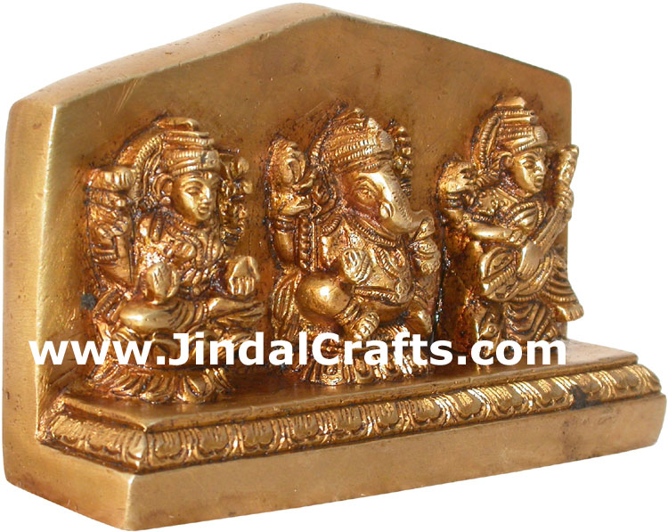 Hindu Deities Luxmi Ganesh Saraswati India Brass Arts