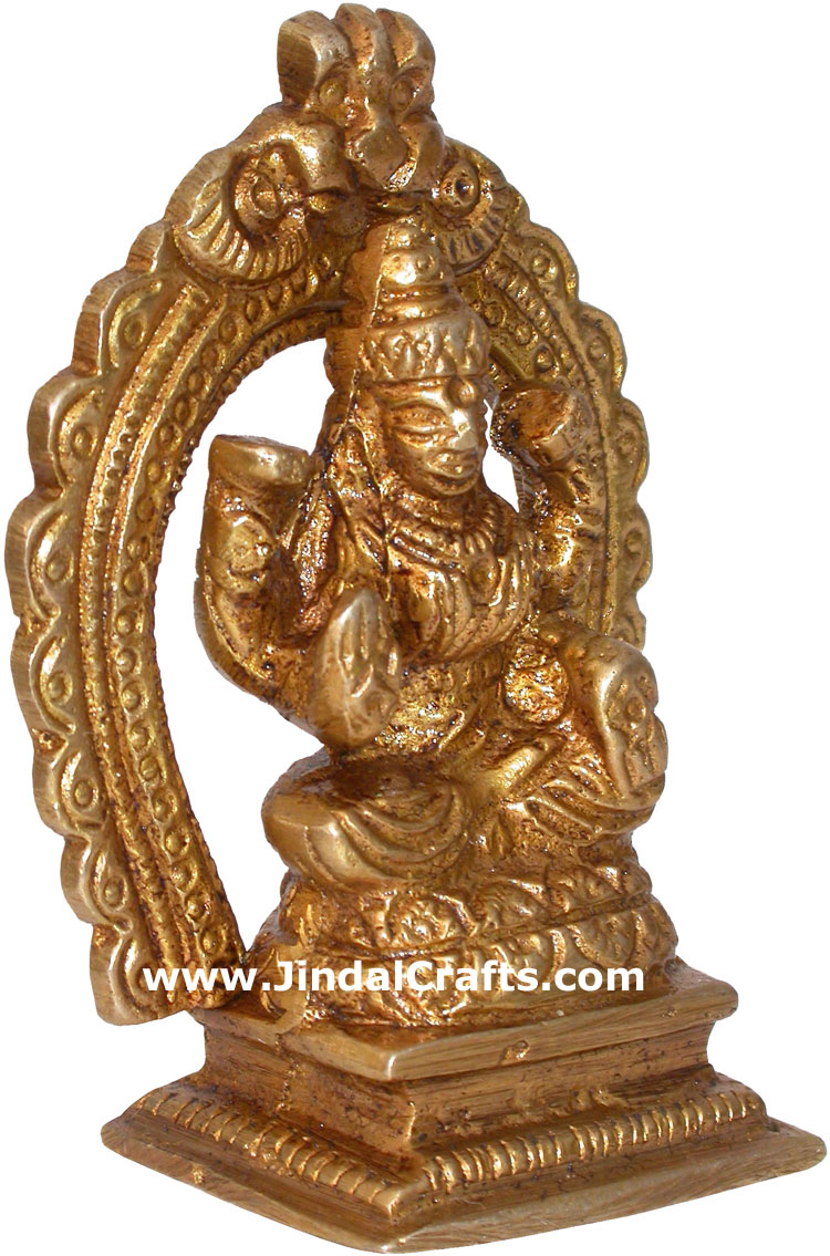 Hindu Deities Goddess Luxmi India Brass Carving Arts