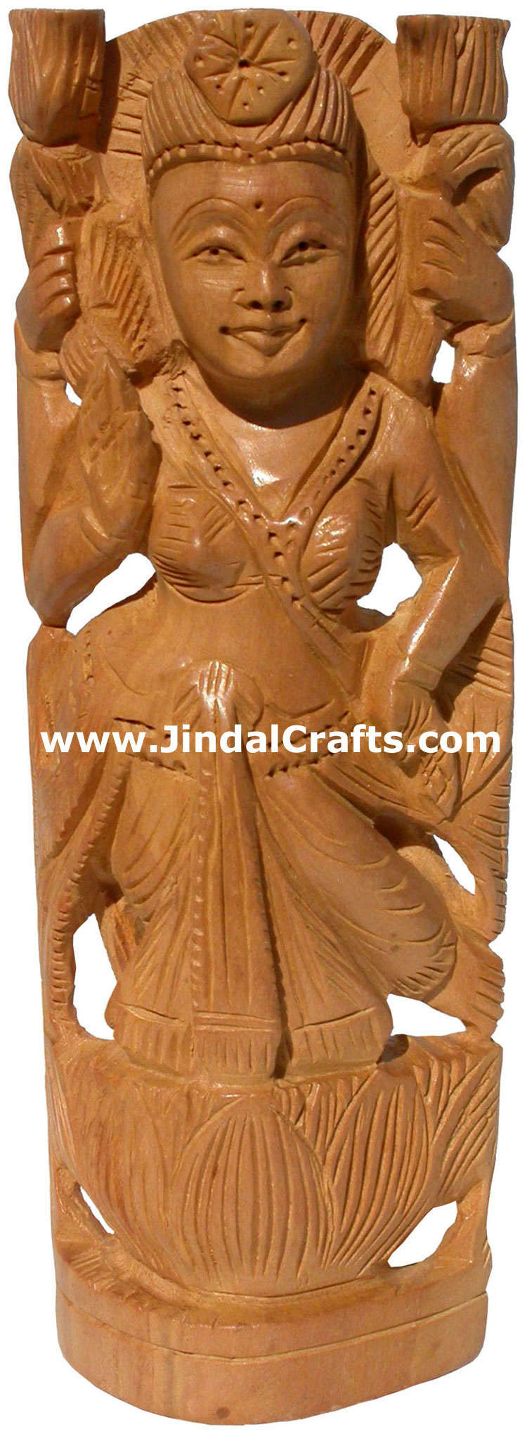 Hindu Deities Goddess Luxmi India Wood Carving Artefact