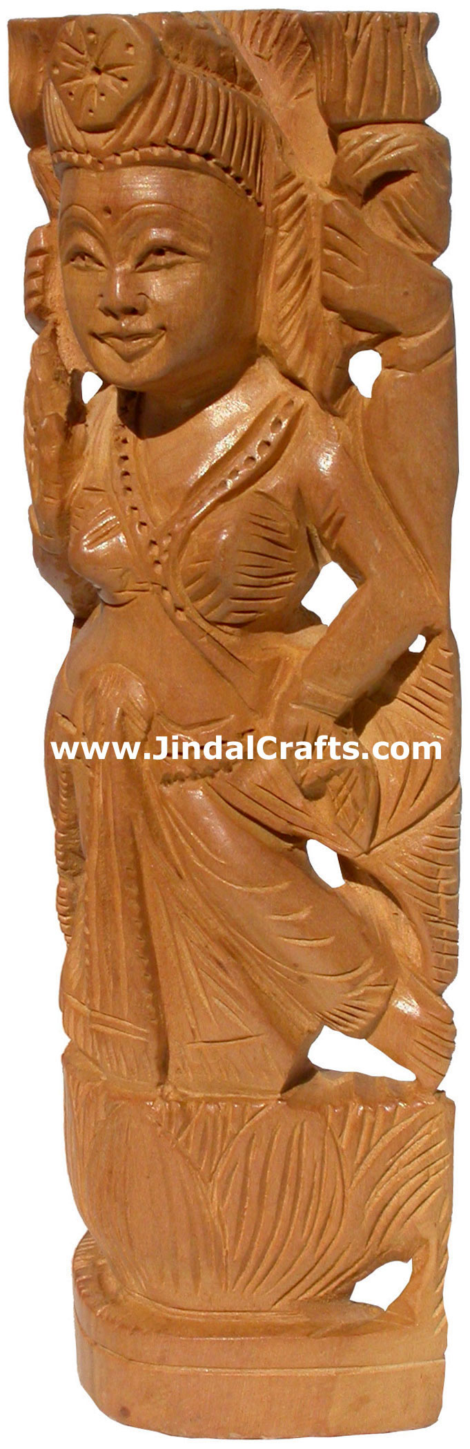 Hindu Deities Goddess Luxmi India Wood Carving Artefact