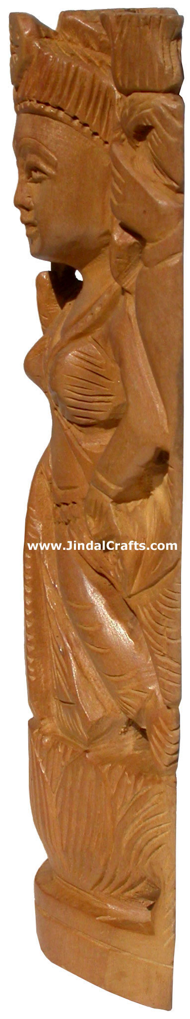Hindu Deities Goddess Luxmi India Wood Carving Artefact