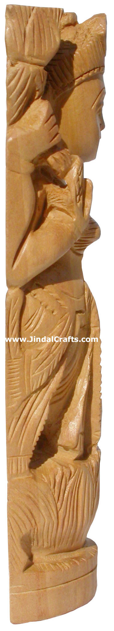 Hindu Deities Goddess Luxmi India Wood Carving Artefact