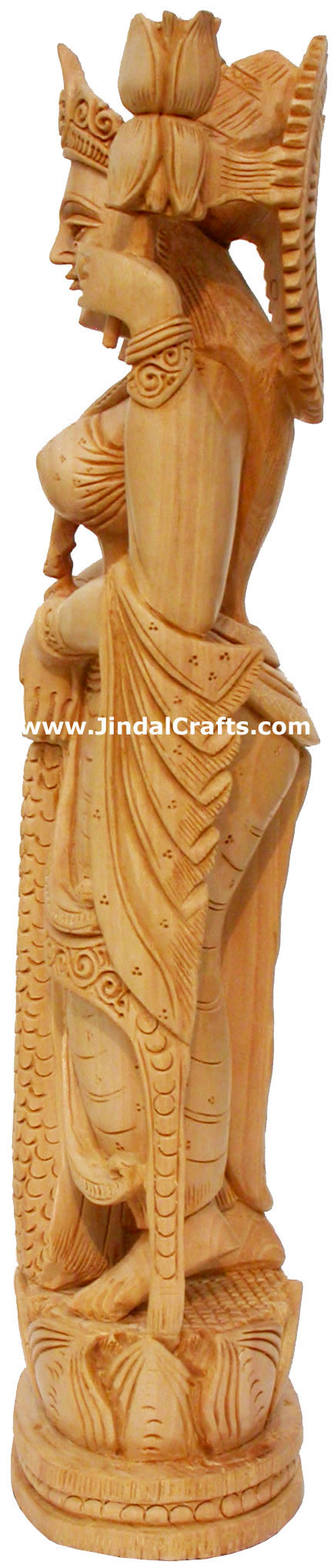 Hindu Deities Goddess Lakshmi India Wood Carving Arts