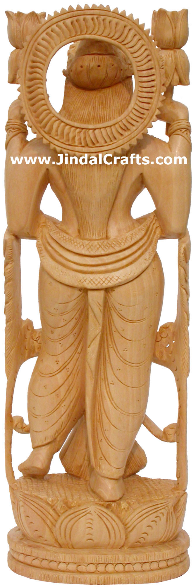 Hindu Deities Goddess Lakshmi India Wood Carving Arts