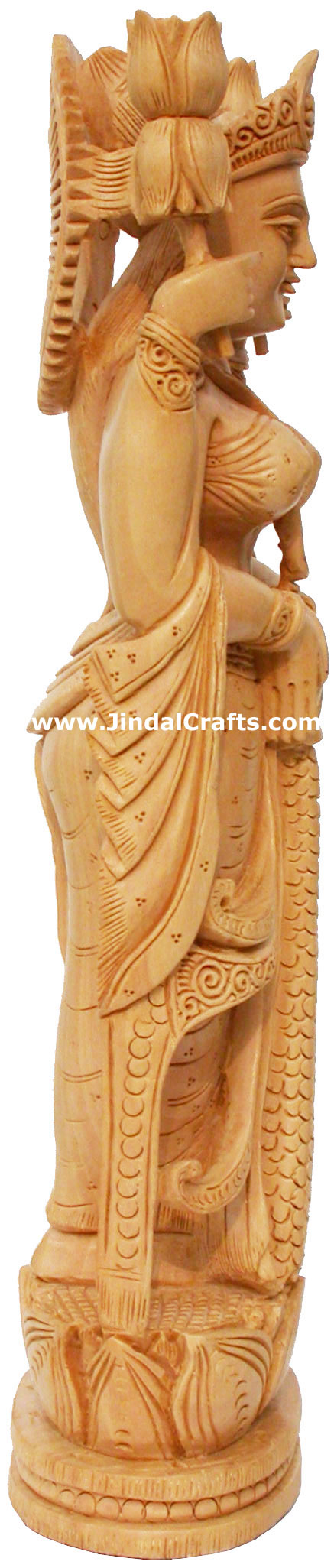 Hindu Deities Goddess Lakshmi India Wood Carving Arts