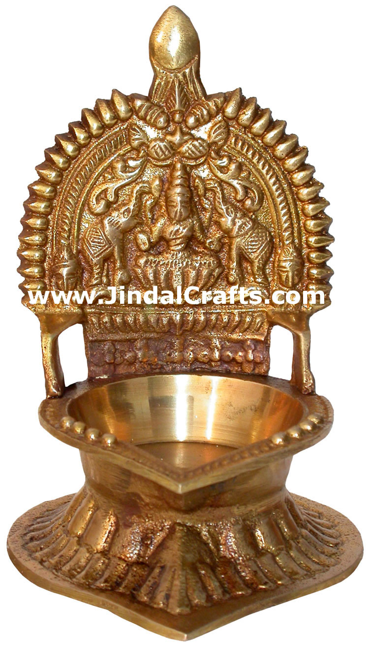 Hindu Deities Lamp India Brass Carving Artefacts
