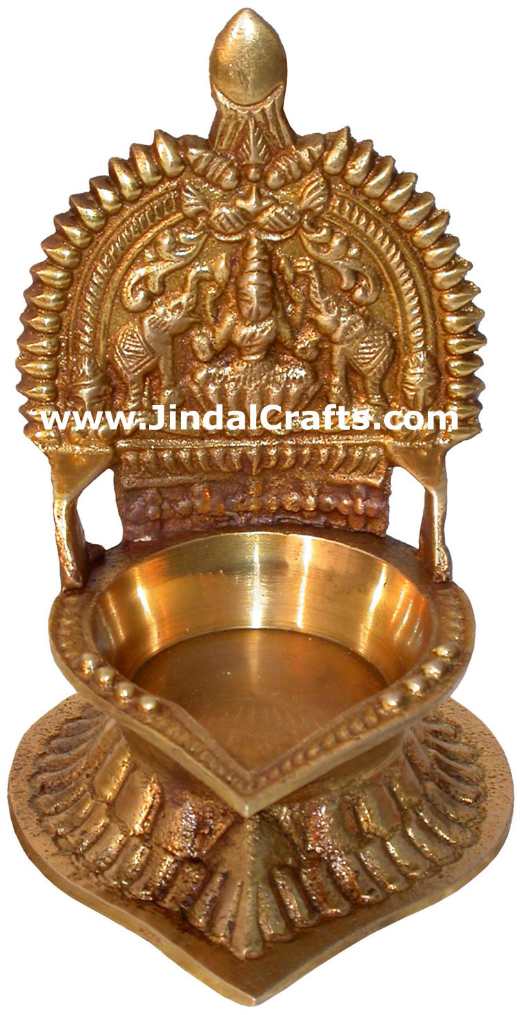 Hindu Deities Lamp India Brass Carving Artefacts