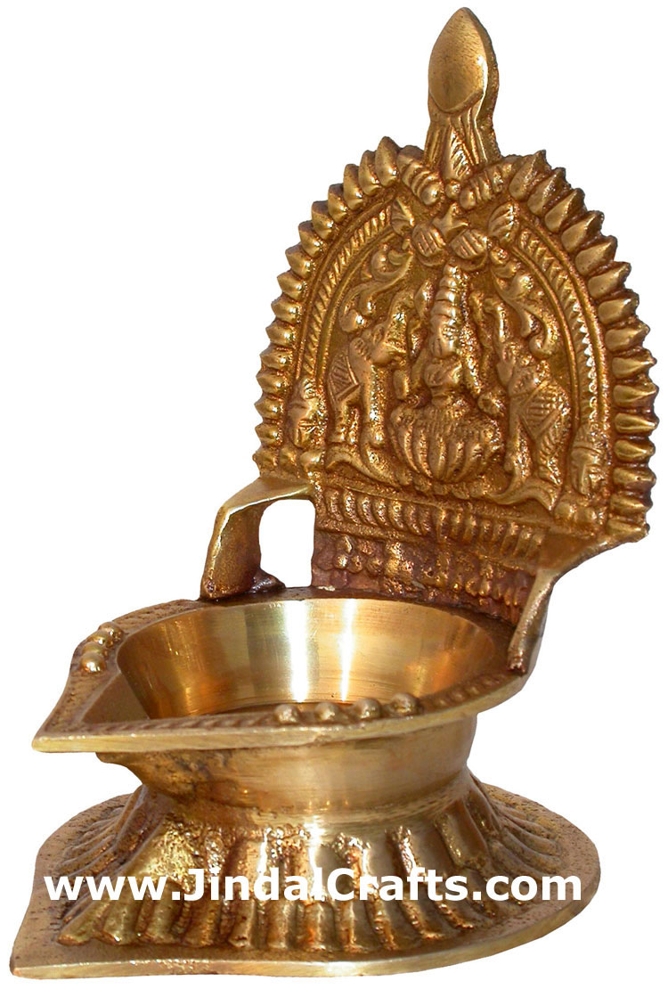 Hindu Deities Lamp India Brass Carving Artefacts