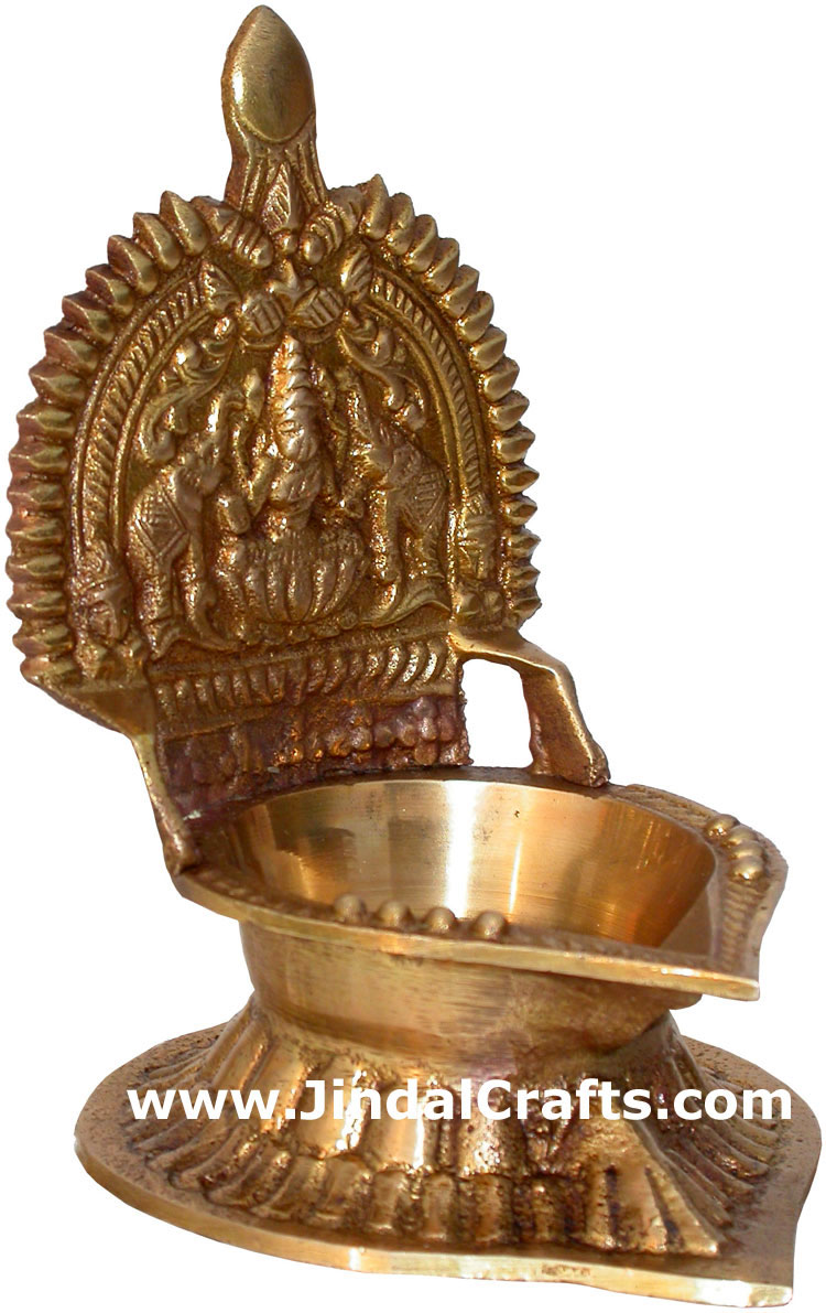 Hindu Deities Lamp India Brass Carving Artefacts