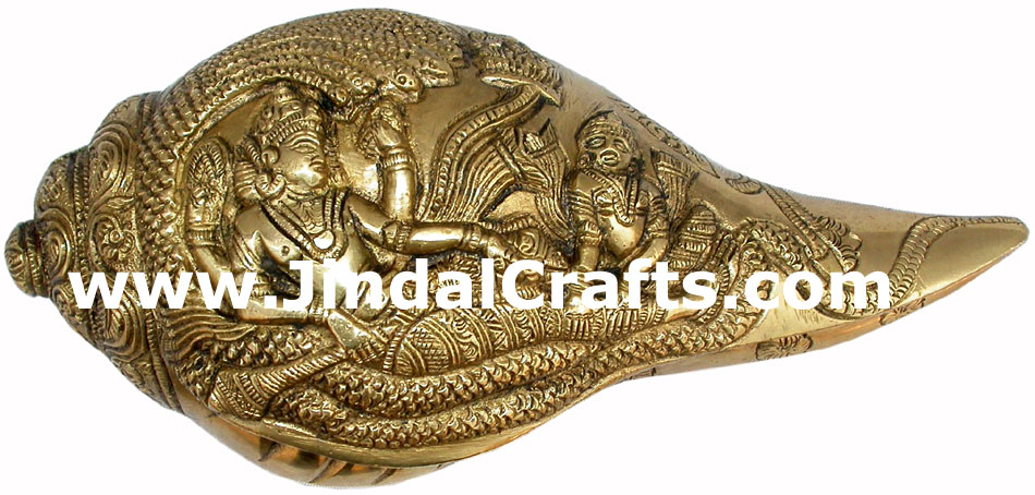 Conch - Hand Carved Indian Art Craft Handicraft Home Decor Brass Figurine