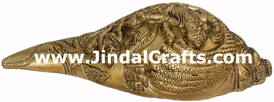Conch - Hand Carved Indian Art Craft Handicraft Home Decor Brass Figurine