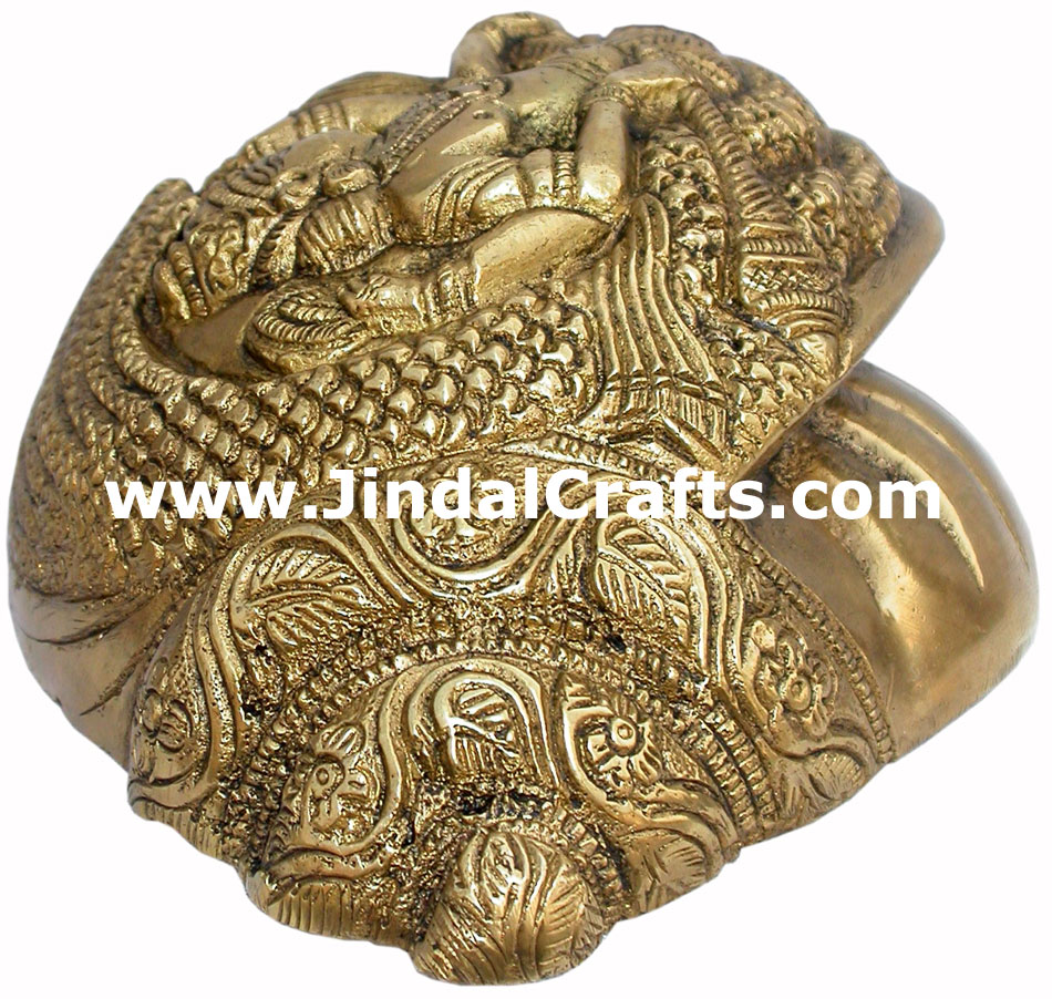Conch - Hand Carved Indian Art Craft Handicraft Home Decor Brass Figurine